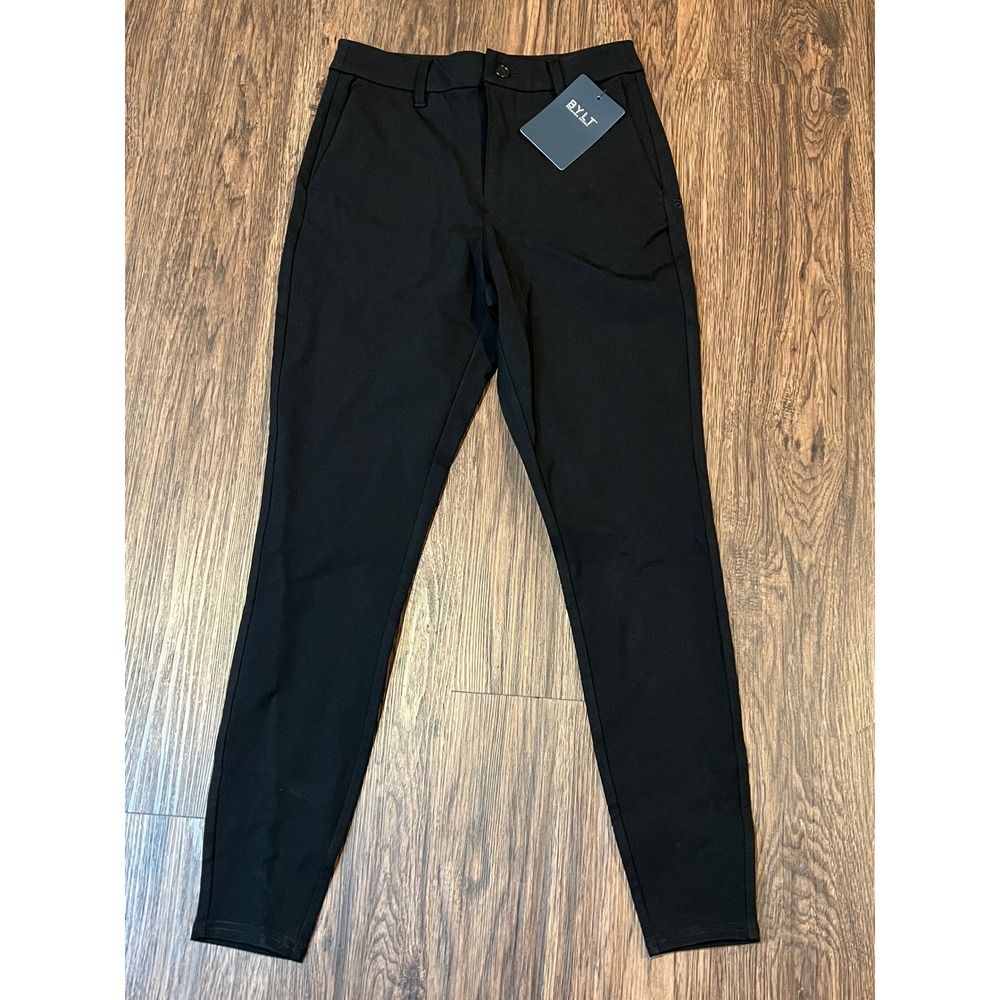BYLT Premium Basics Womens Everyday Pant Black Tapered Stretch Trousers Size S